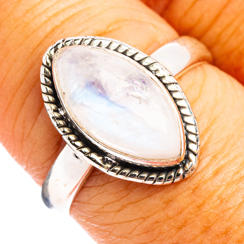 Rainbow Moonstone Ring Size 8 (.925 Sterling Silver)