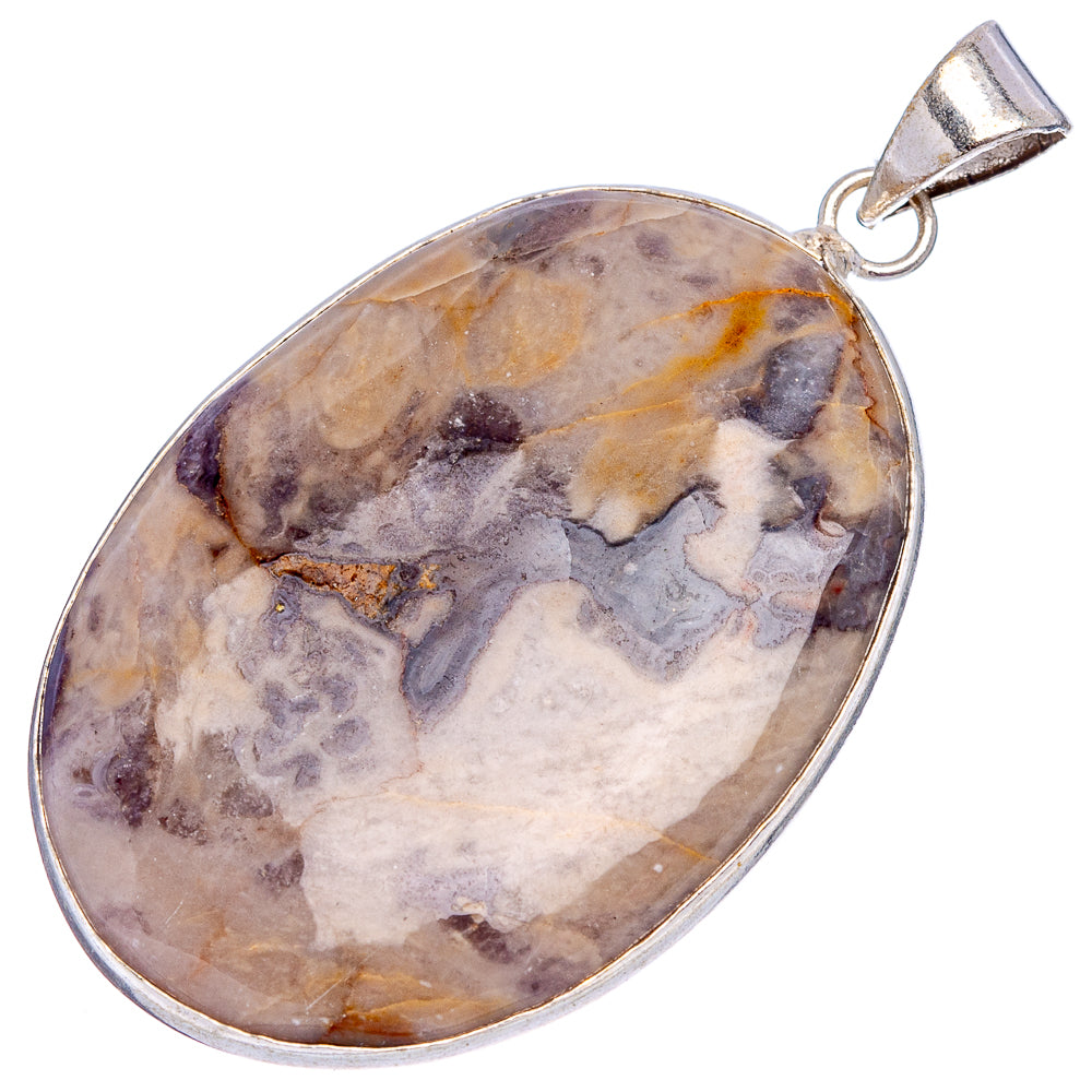 Mushroom Rhyolite Pendant 2 1/8" (Silver Plated)