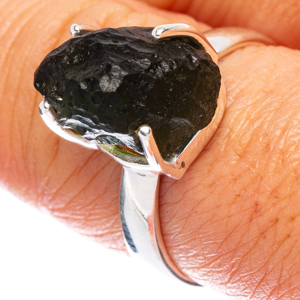 Rare Czech Moldavite Ring Size 8 (925 Sterling Silver) R146697