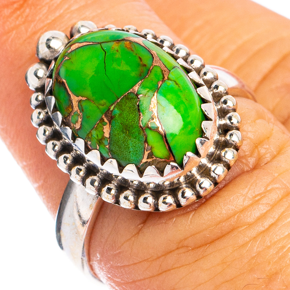 Green Copper Composite Turquoise Ring Size 6.75 (925 Sterling Silver) R8418