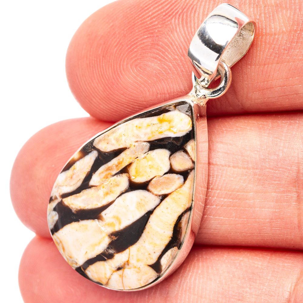 Peanut Wood Jasper Pendant 1 1/2" (.925 Sterling Silver)