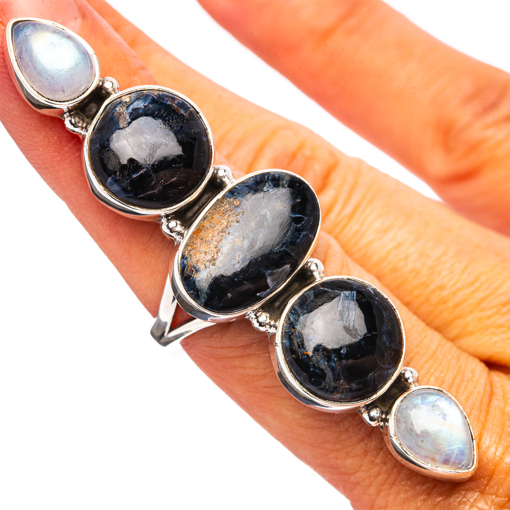 Premium Pietersite, Rainbow Moonstone Ring Size 7.5 (.925 Sterling Silver)