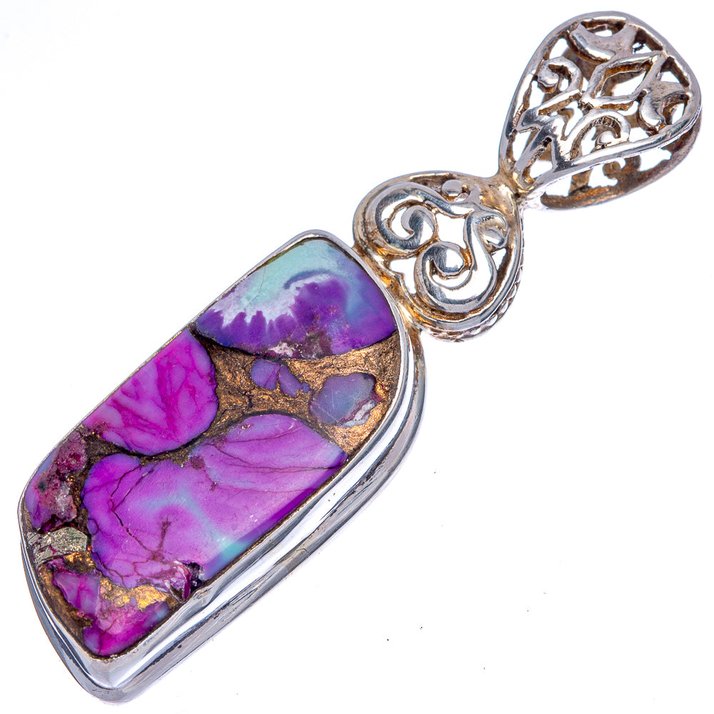 Purple Copper Composite Turquoise Pendant 1 3/4" (925 Sterling Silver) P40108