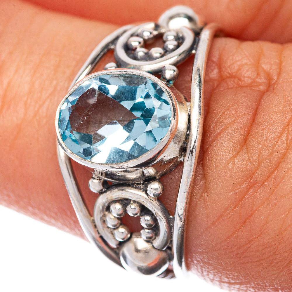 Blue Topaz Dainty Ring Size 6.5 (925 Sterling Silver) R145241
