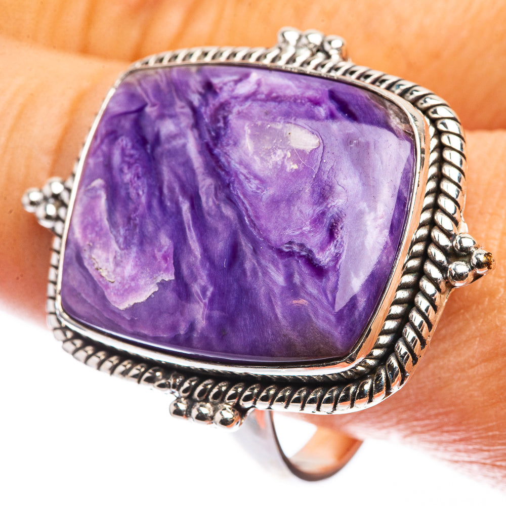Large Charoite Ring Size 12.75 (925 Sterling Silver) R142728
