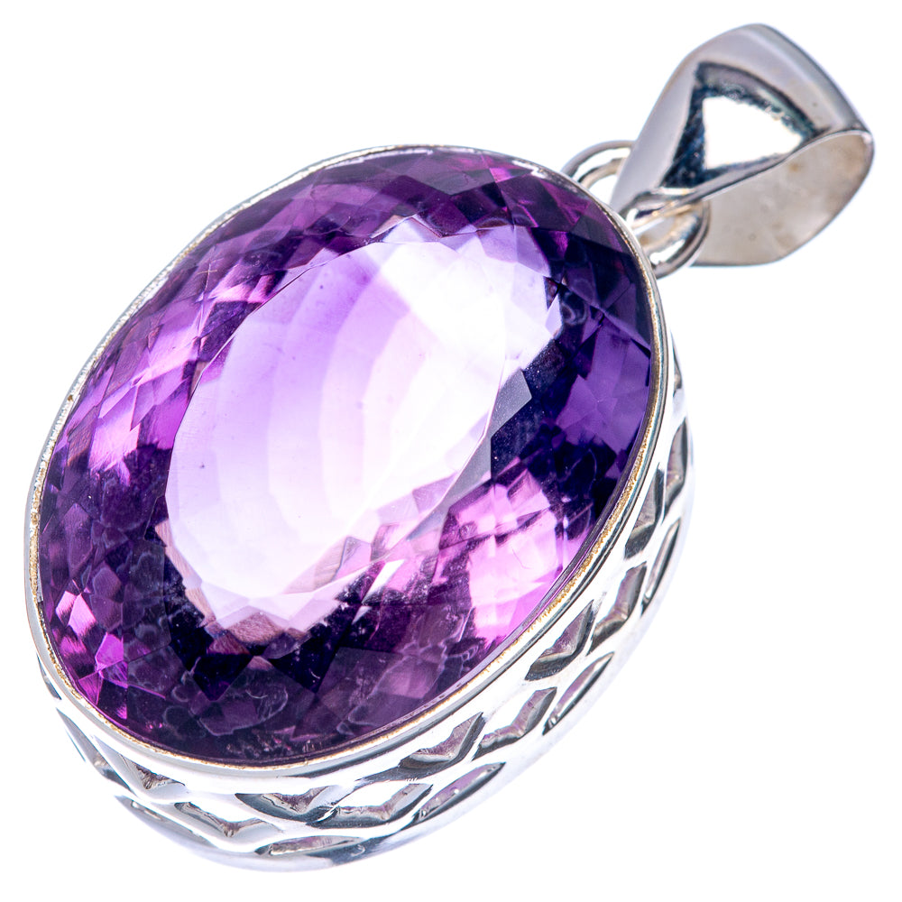 Faceted Premium Amethyst Pendant 1 1/4" (925 Sterling Silver) P39875