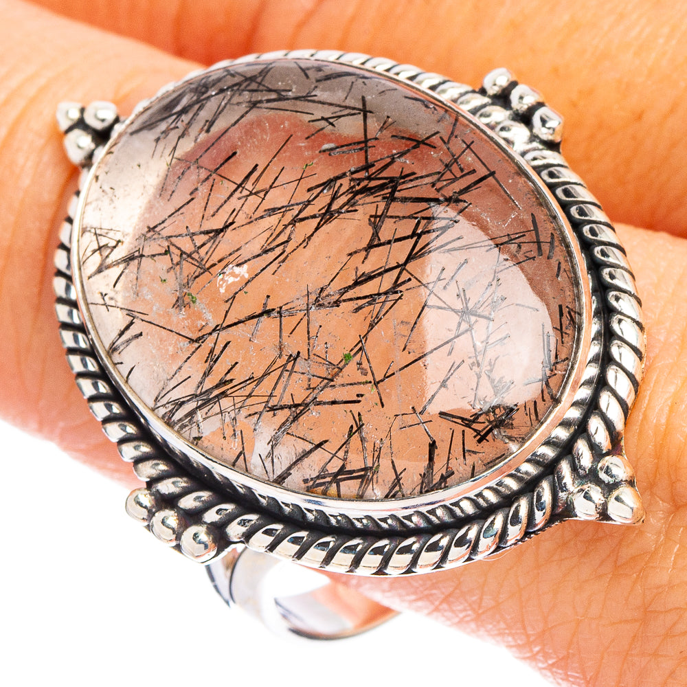 Tourmalinated Quartz Ring Size 11.75 (.925 Sterling Silver)