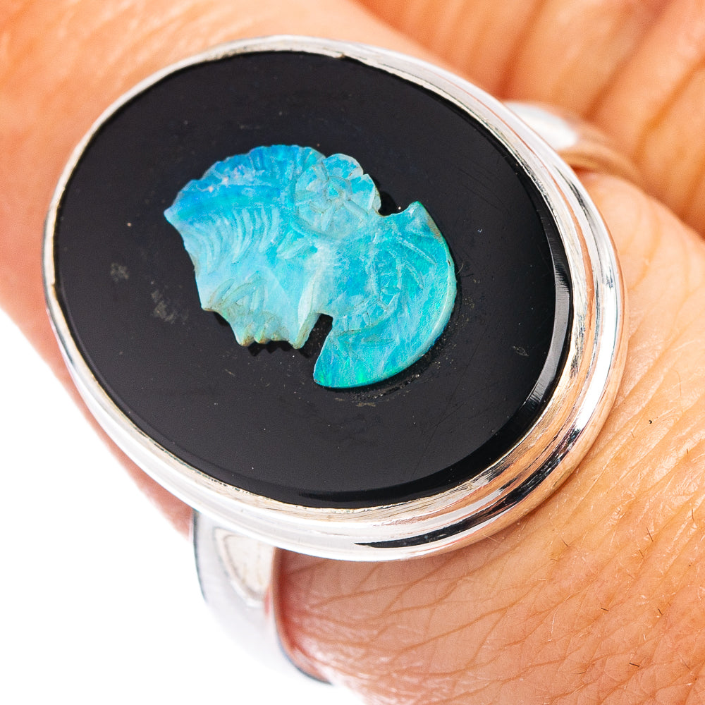 Opal Cameo Ring Size 8.75 (.925 Sterling Silver)