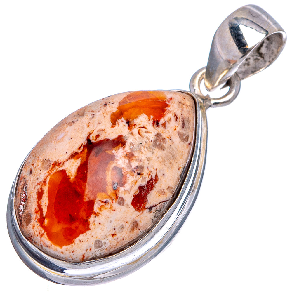 Rare Mexican Fire Opal Pendant 1 3/8" (.925 Sterling Silver)