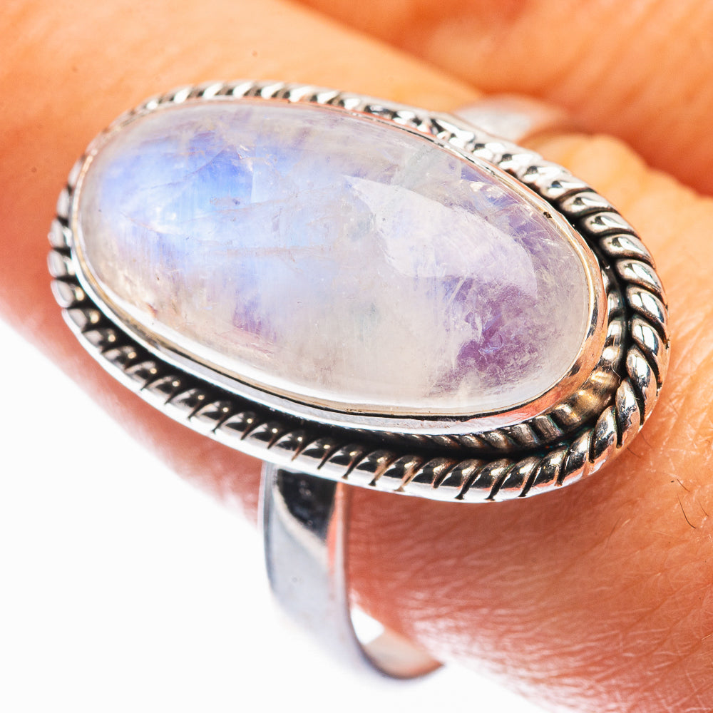 Rainbow Moonstone Ring Size 10 (925 Sterling Silver) R142296