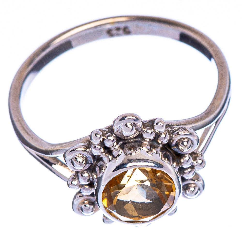 Faceted Citrine Dainty Ring Size 4.5 (925 Sterling Silver) R147276