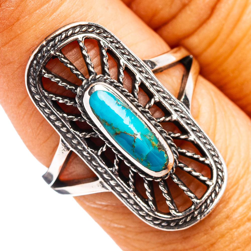 Native Style Mohave Turquoise Ring Size 7.5 (.925 Sterling Silver)