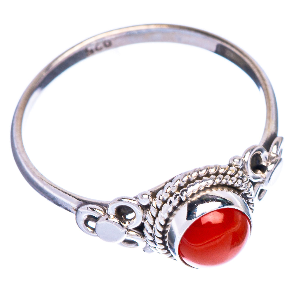 Carnelian Dainty Ring Size 7.5 (925 Sterling Silver) R1018