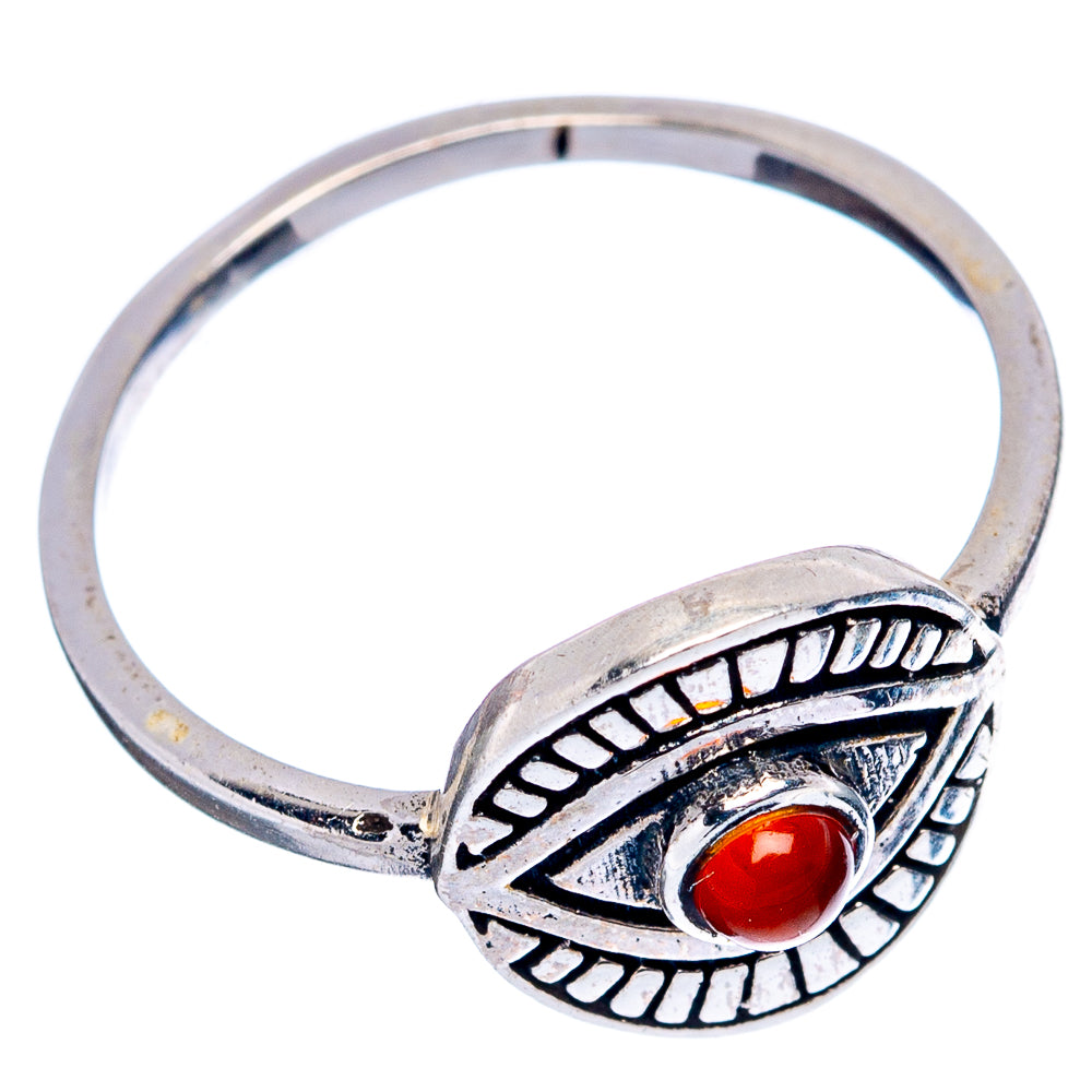 Carnelian Eye Dainty Ring Size 6.75 (.925 Sterling Silver)