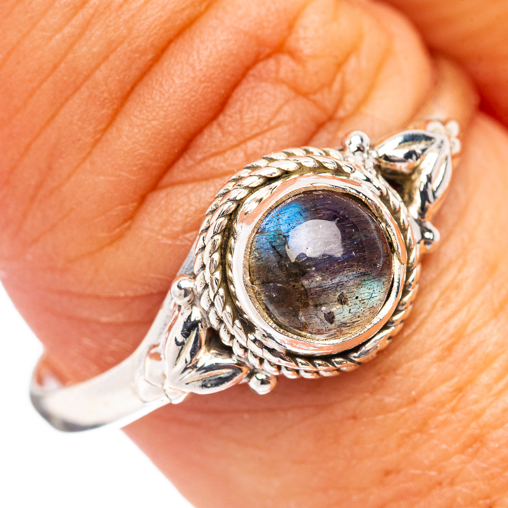 Dainty Labradorite Ring Size 10.25 (.925 Sterling Silver)