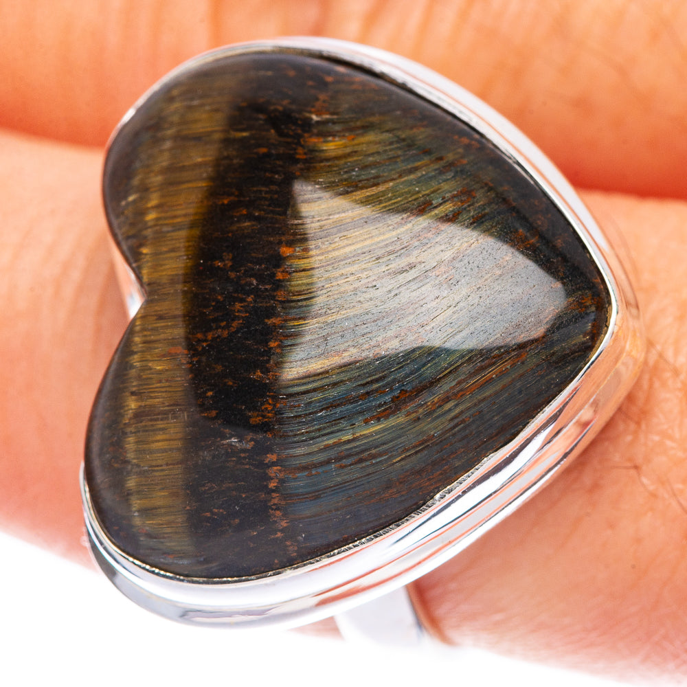 Large Blue Tiger Eye Ring Size 9 (925 Sterling Silver) R144679