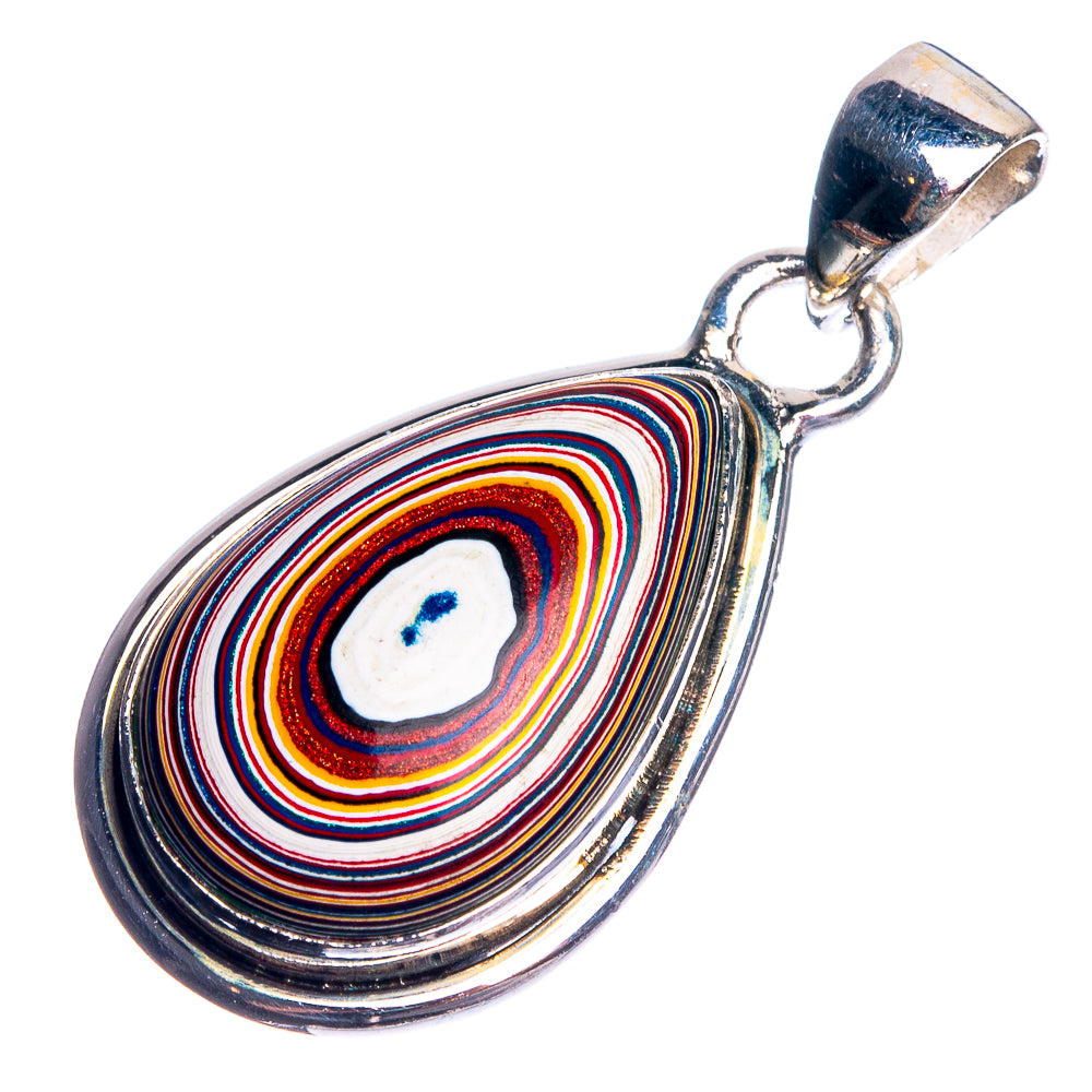 Fordite 925 Sterling Silver Pendant 1 3/8"