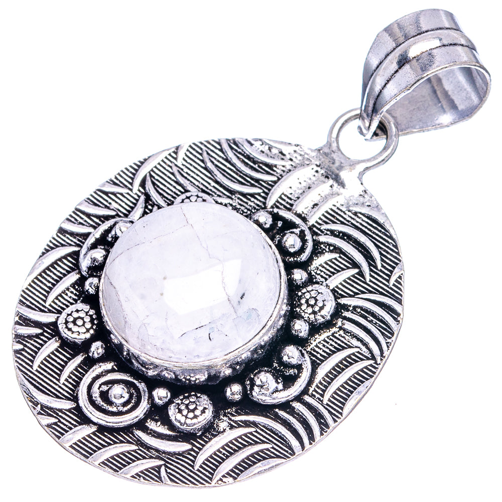 Rainbow Moonstone Pendant 1 7/8" (German Silver)