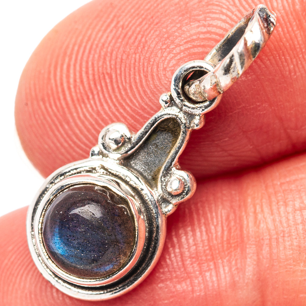 Dainty Labradorite Pendant 1" (.925 Sterling Silver)