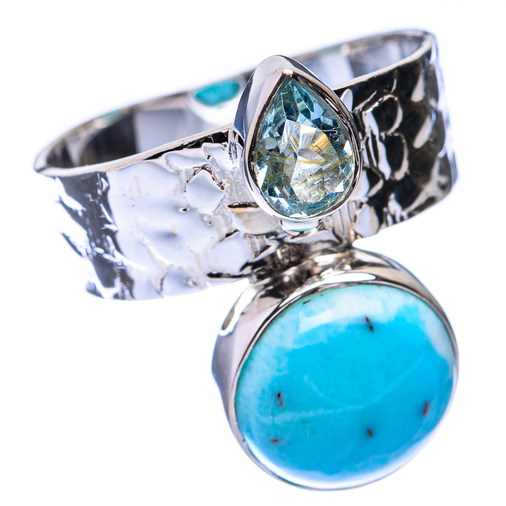 Premium Larimar, Blue Topaz Ring Size 8.25 (925 Sterling Silver) R141897