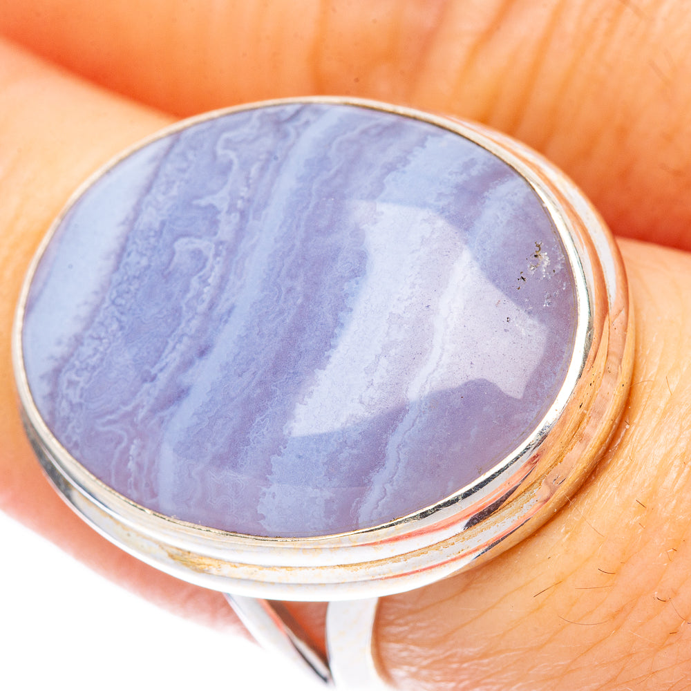 Blue Lace Agate Ring Size 7.5 (925 Sterling Silver) R1673