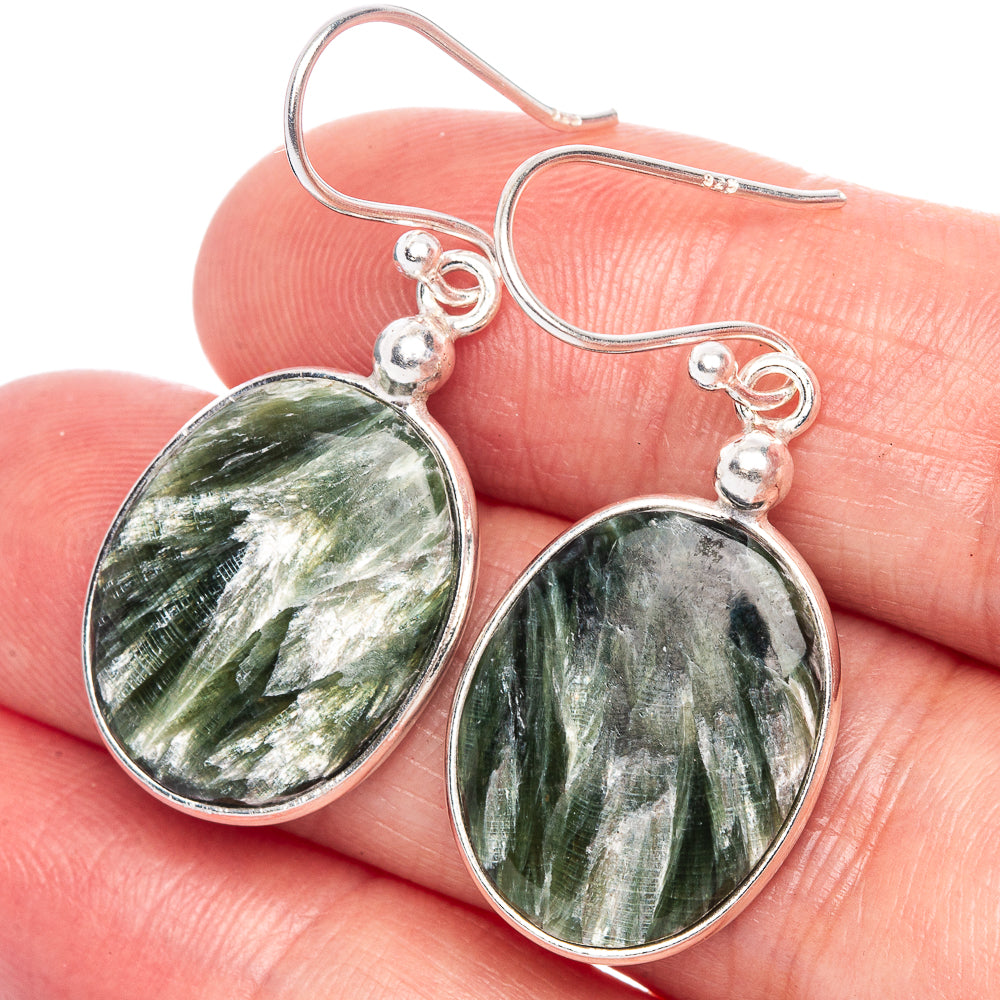 Seraphinite 925 Sterling Silver Earrings 1 3/8" Ana Co E1168