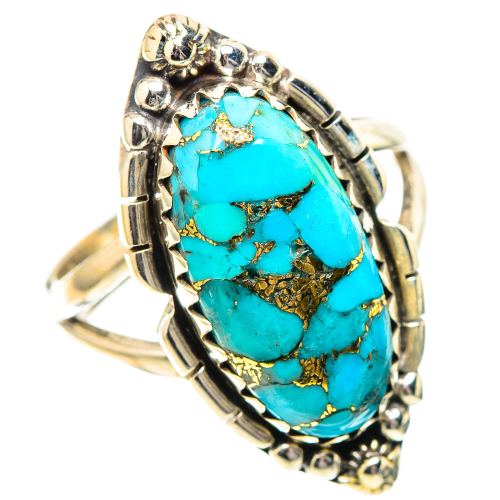 Blue Copper Composite Turquoise Ring Size 7.75 (925 Sterling Silver) RING138742