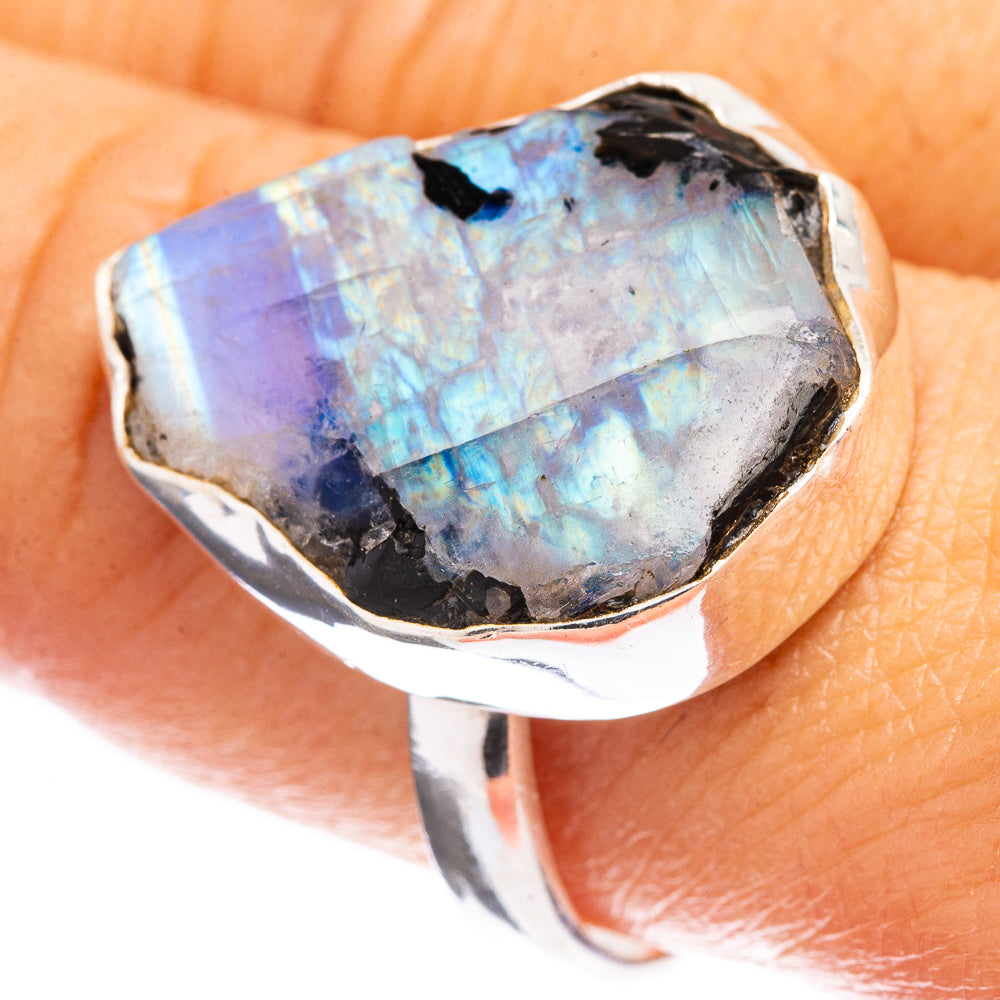 Raw Rainbow Moonstone Ring Size 9.75 (925 Sterling Silver) R142665