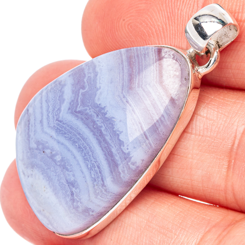 Blue Lace Agate Pendant 1 5/8" (925 Sterling Silver) P42876