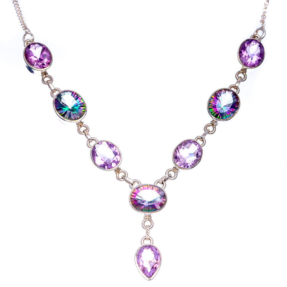 Mystic Topaz, Amethyst Necklace 20" (925 Sterling Silver) N90088