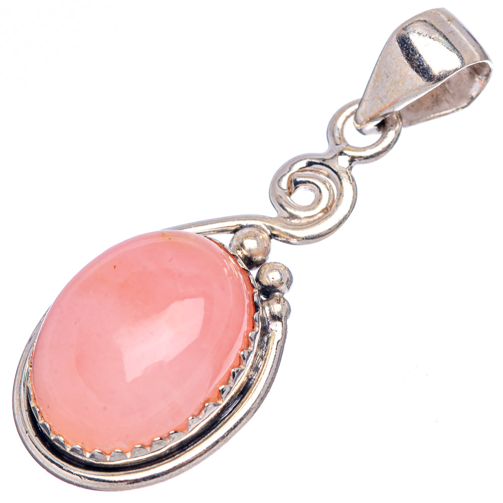 Pink Opal Pendant 1 5/8" (.925 Sterling Silver)