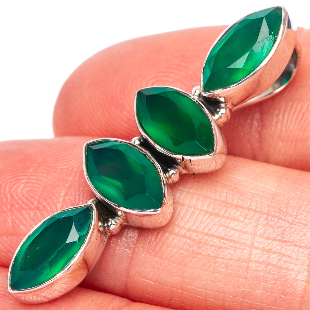Green Onyx Dainty Pendant 1 3/8" (925 Sterling Silver) P43576