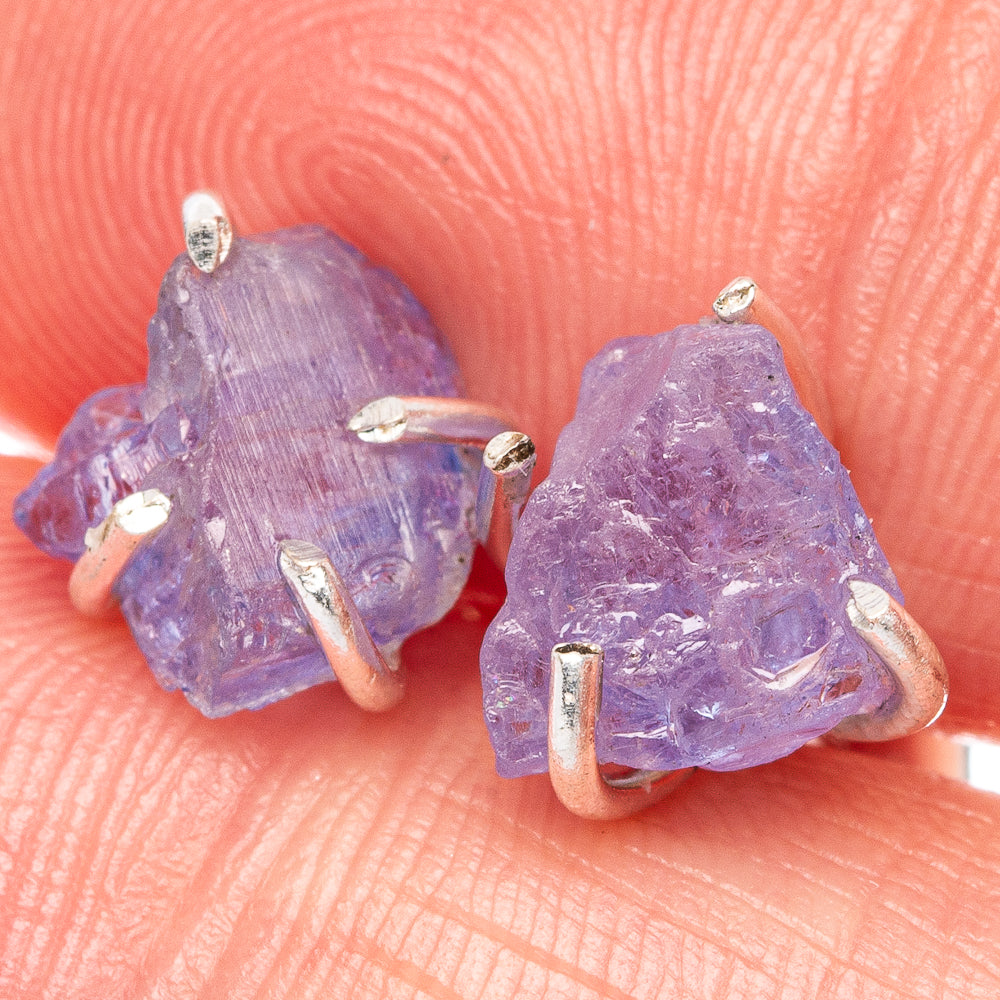 Tanzanite Dainty Earrings 3/8" (925 Sterling Silver) E2030