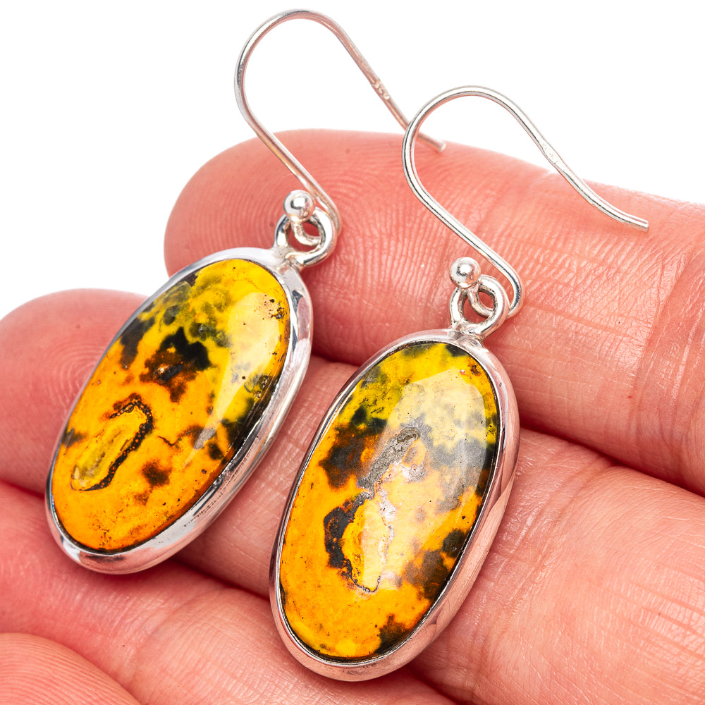 Bumble Bee Jasper Earrings 1 5/8" (925 Sterling Silver) E1130