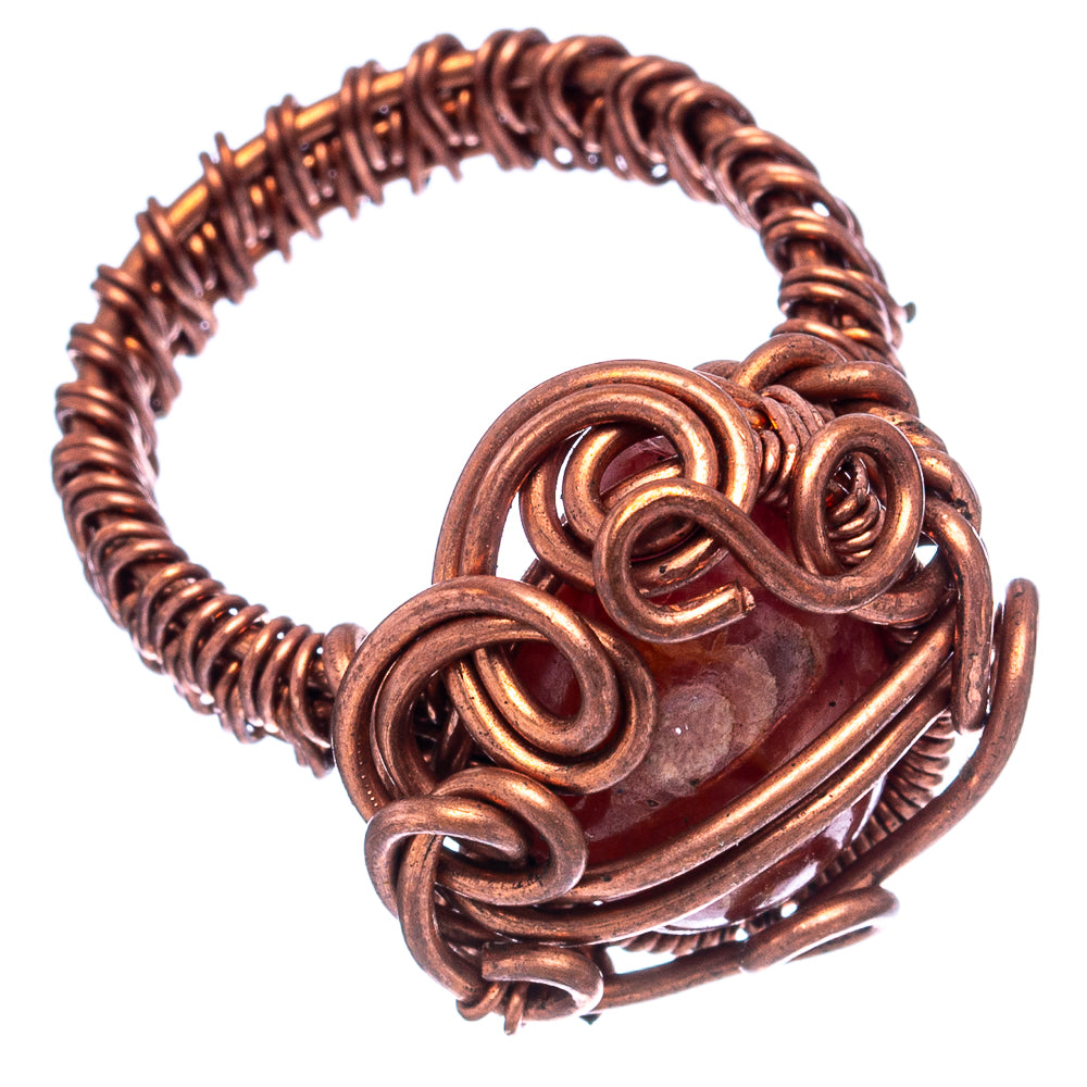 Rhodochrosite Wire Wrap Ring Size 7 (Oxidized Copper)