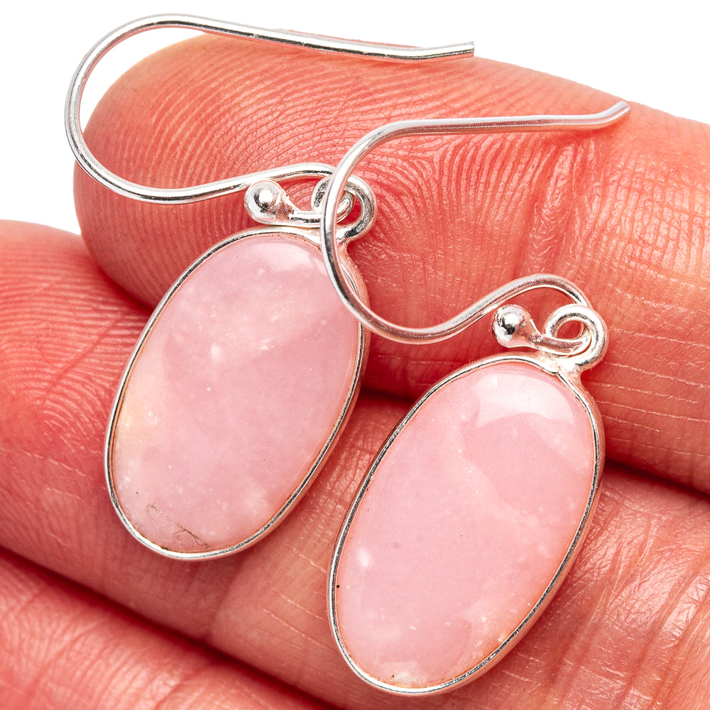 Pink Opal Earrings 1 3/8" (.925 Sterling Silver)