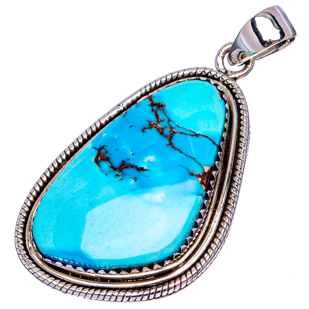 Rare Golden Hills Turquoise Pendant 1 7/8" (.925 Sterling Silver)