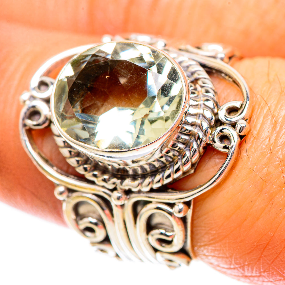 Faceted Green Amethyst Ring Size 7.5 (925 Sterling Silver) RING137911