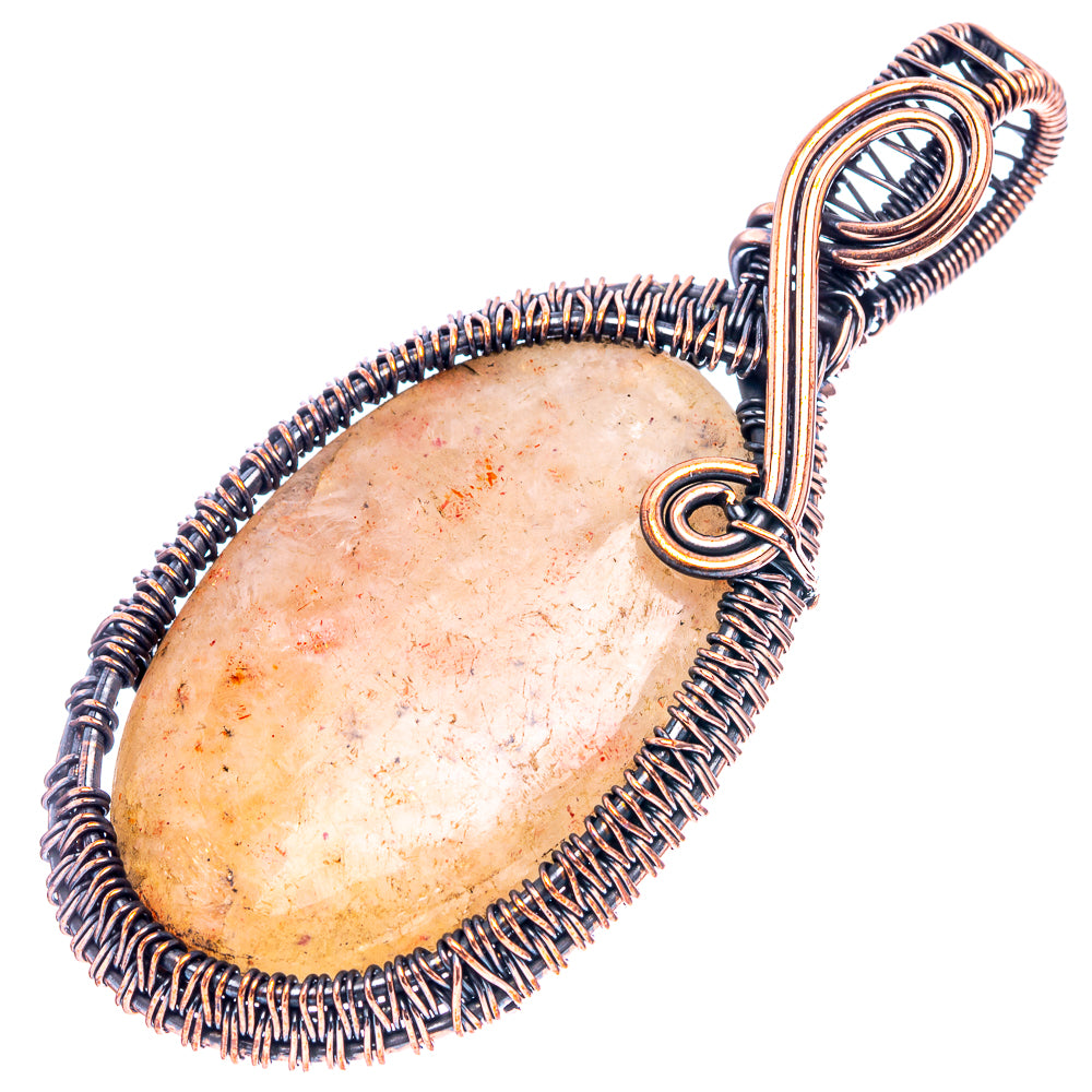 Sunstone Wire Wrap Pendant 2 5/8" (Oxidized Copper)