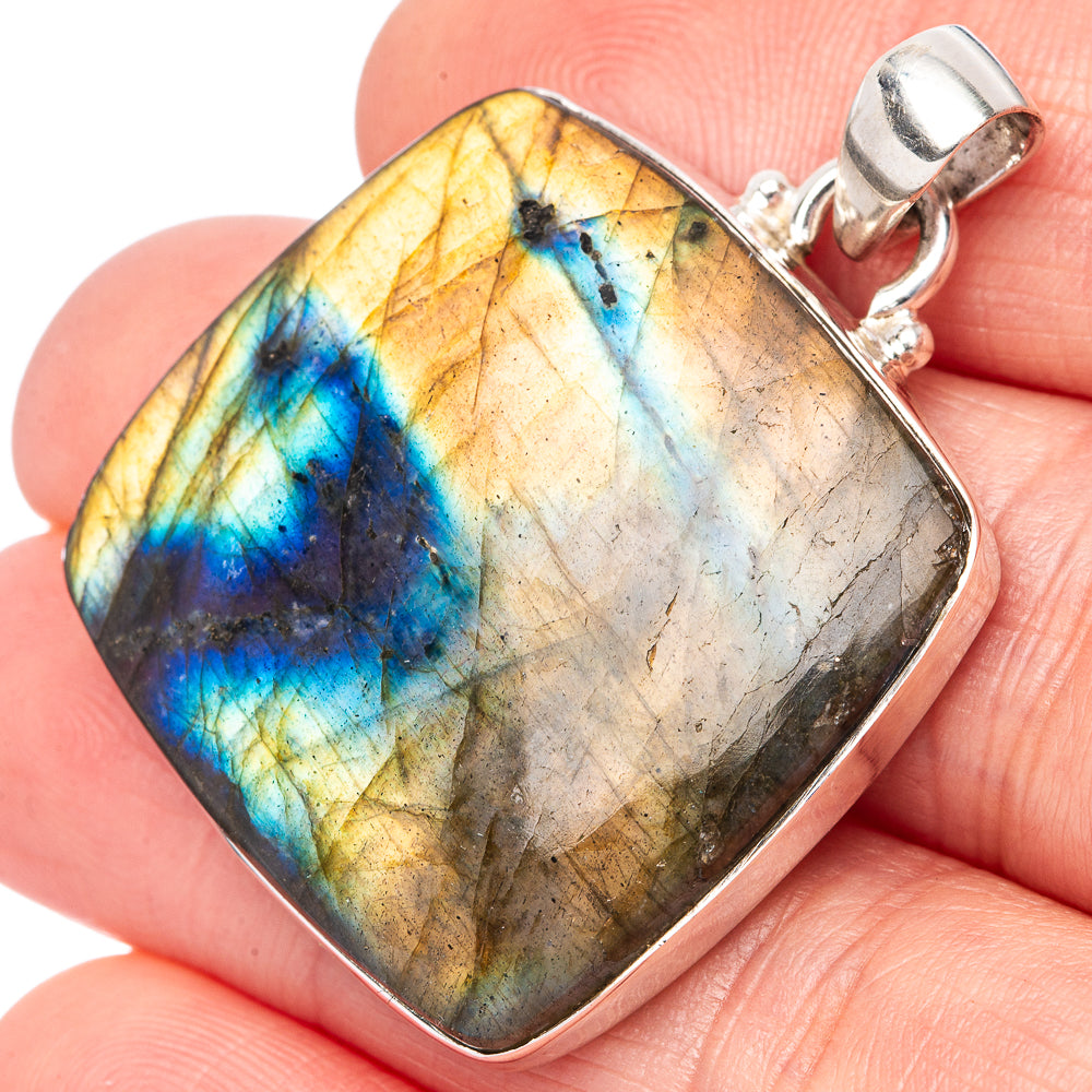 Labradorite 925 Sterling Silver Pendant 1 1/2" (925 Sterling Silver) P42688