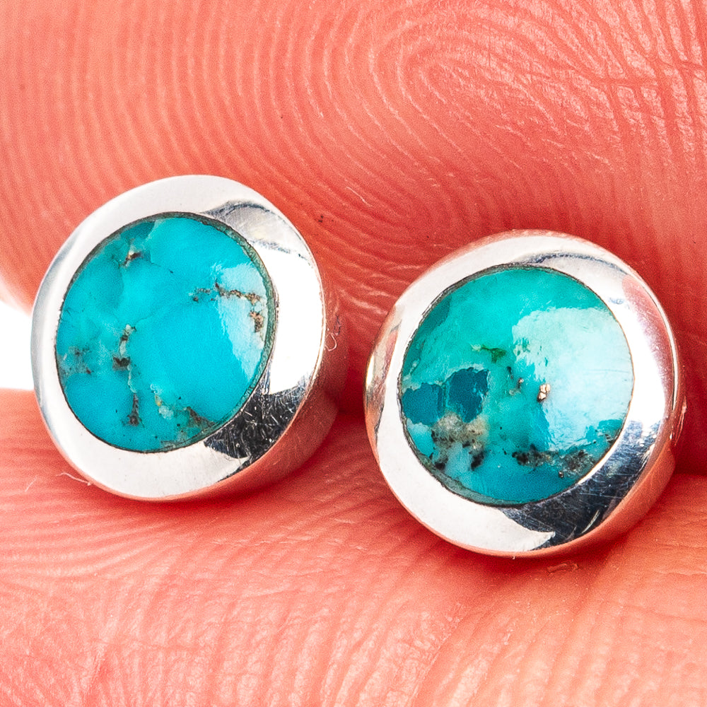 Mohave Turquoise Earrings 1/4" (.925 Sterling Silver)