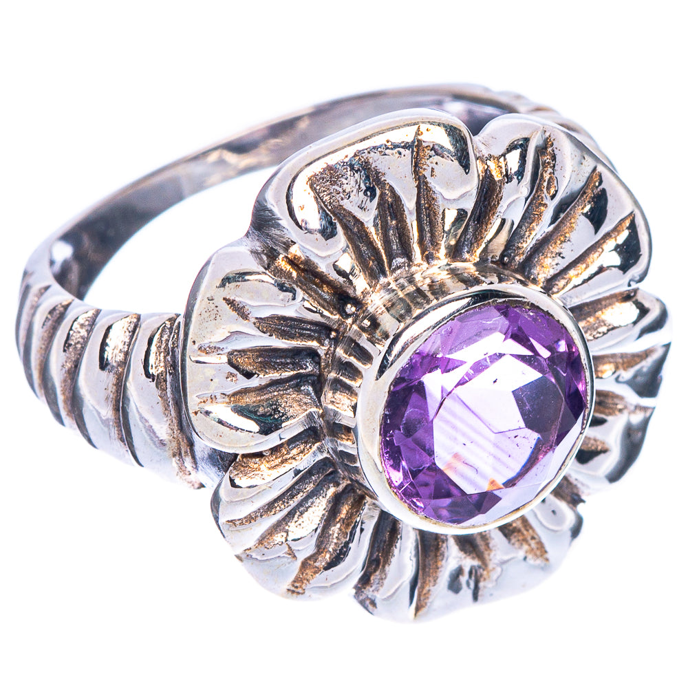 Faceted Amethyst Flower Ring Size 7 (925 Sterling Silver) R147112