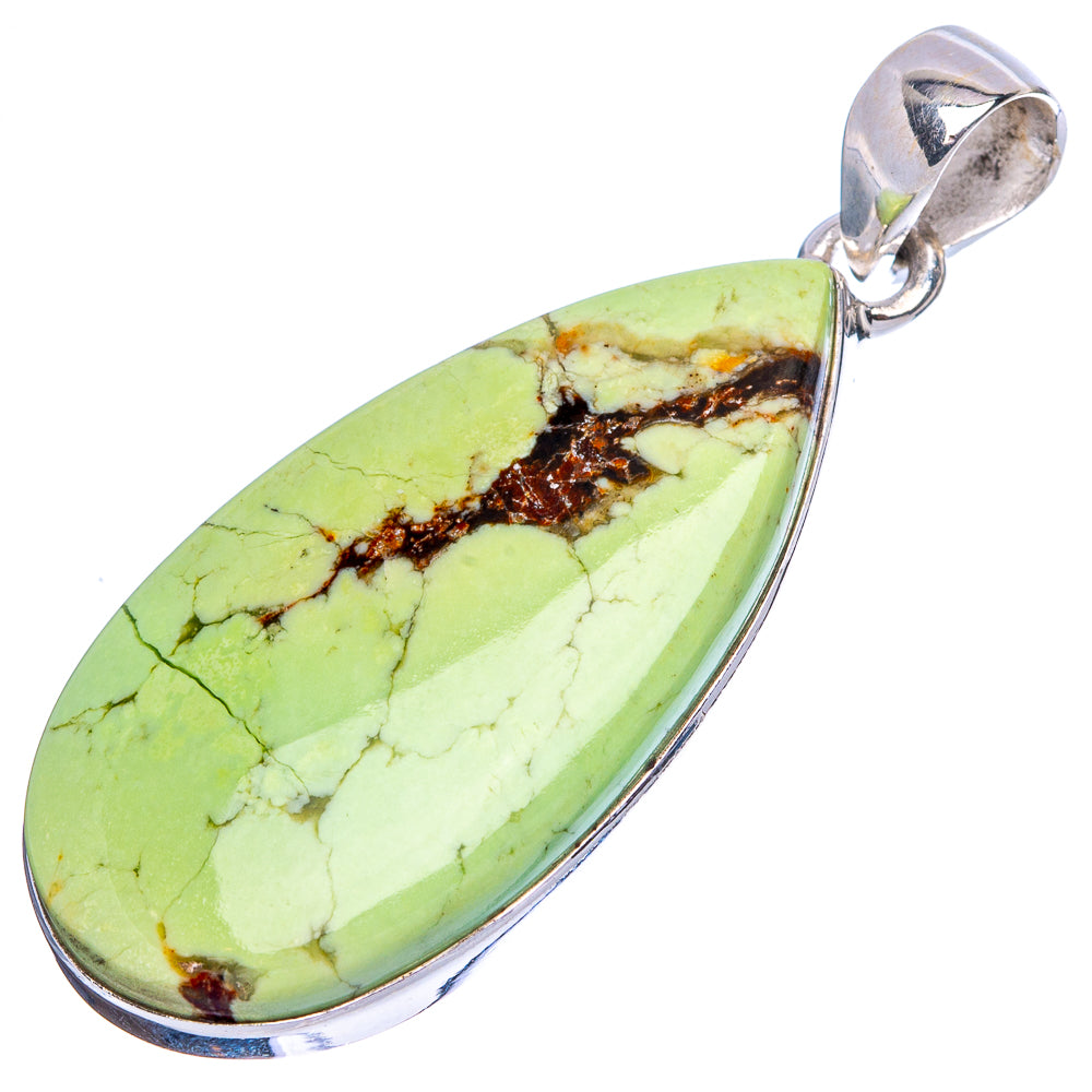Lemon Chrysoprase Pendant 1 3/4" (925 Sterling Silver) P43128