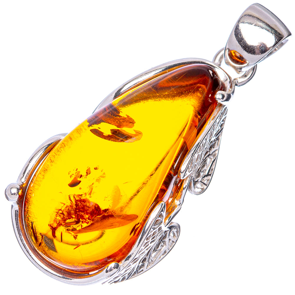 Anasilvercos Baltic Amber Pendant 1 5/8" (925 Sterlnig Silver)