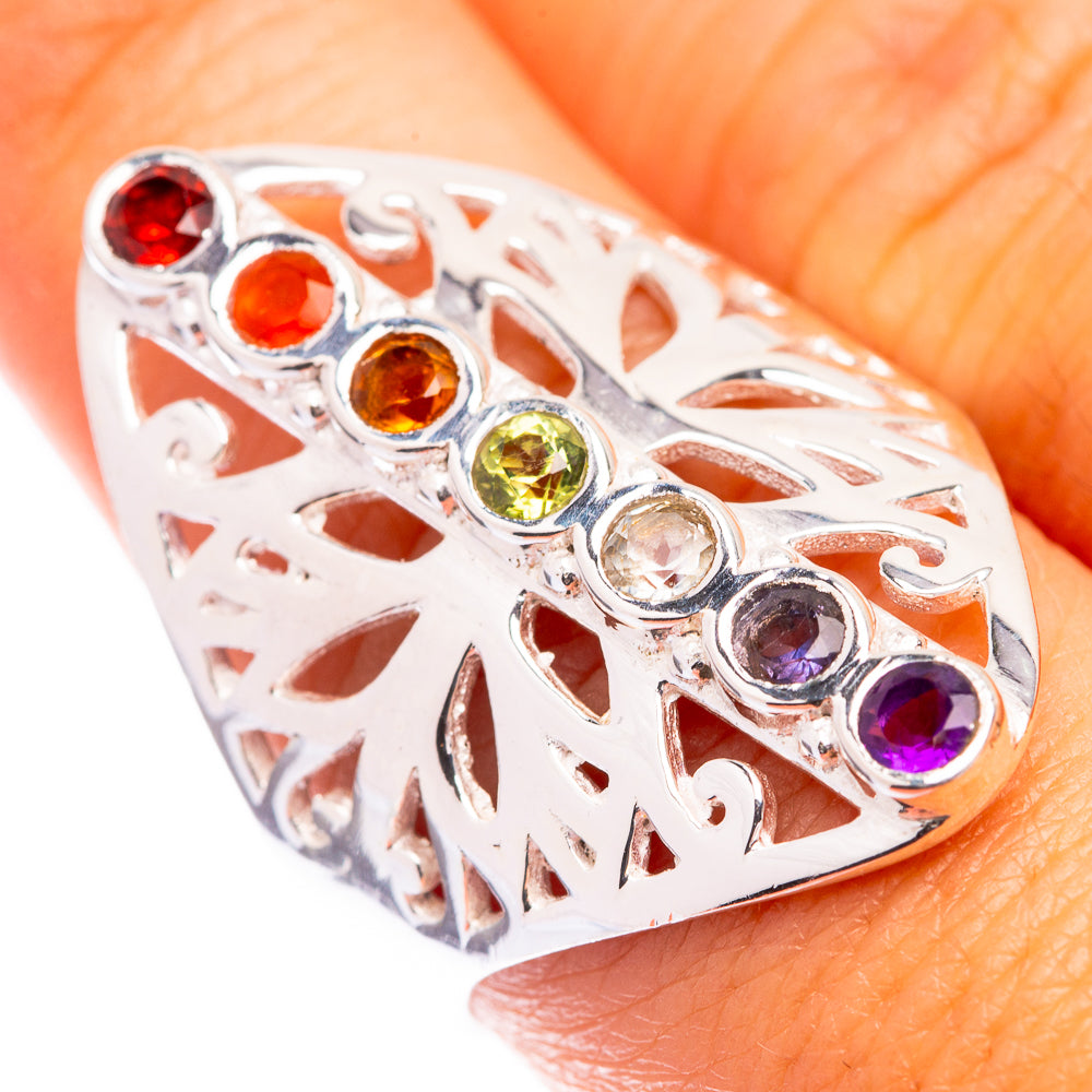 Rainbow Chakra Ring Size 8.75 (925 Sterling Silver) R141336