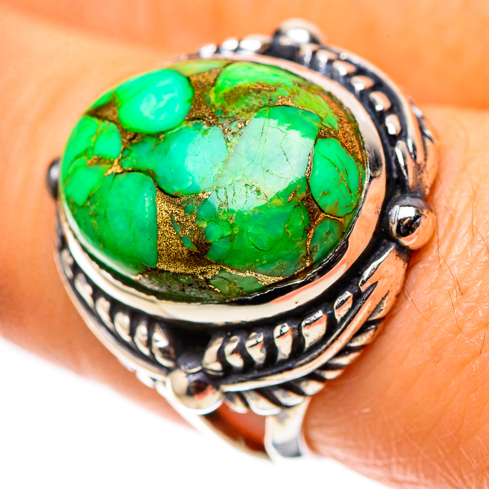 Green Copper Composite Turquoise 925 Sterling Silver Ring Size 7.5 (925 Sterling Silver) RING139583
