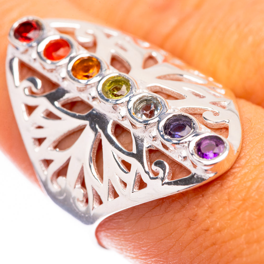Rainbow Chakra Ring Size 9 (925 Sterling Silver) R140528