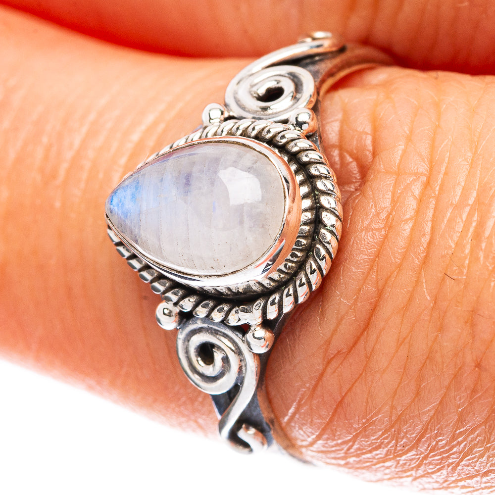 Rainbow Moonstone Dainty Ring Size 7 (925 Sterling Silver) R5155