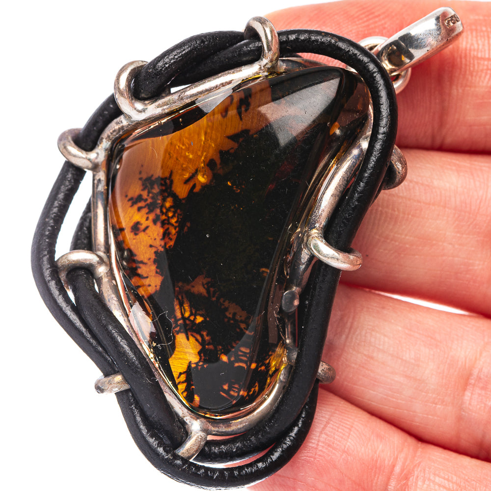 Large Baltic Amber 925 Sterling Silver Pendant 2 1/4" (925 Sterling Silver) P43692