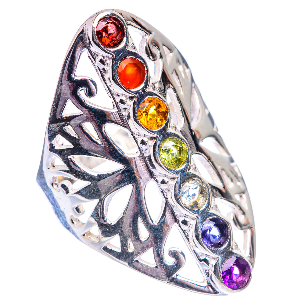 Rainbow Chakra Ring Size 6.25 (925 Sterling Silver) R140617